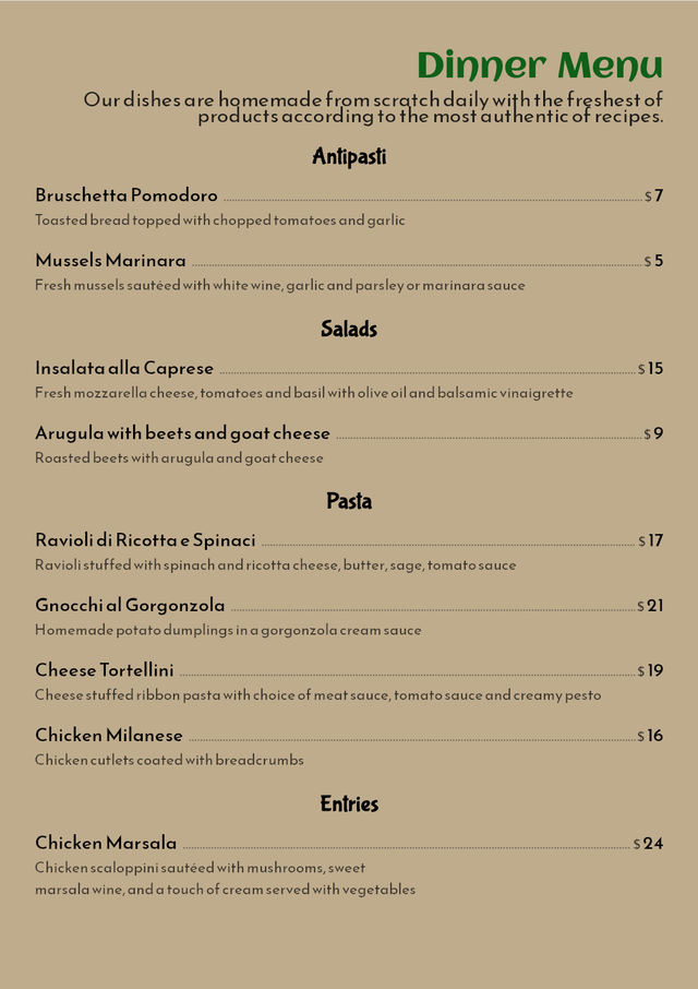 Spork Paper Menu Design